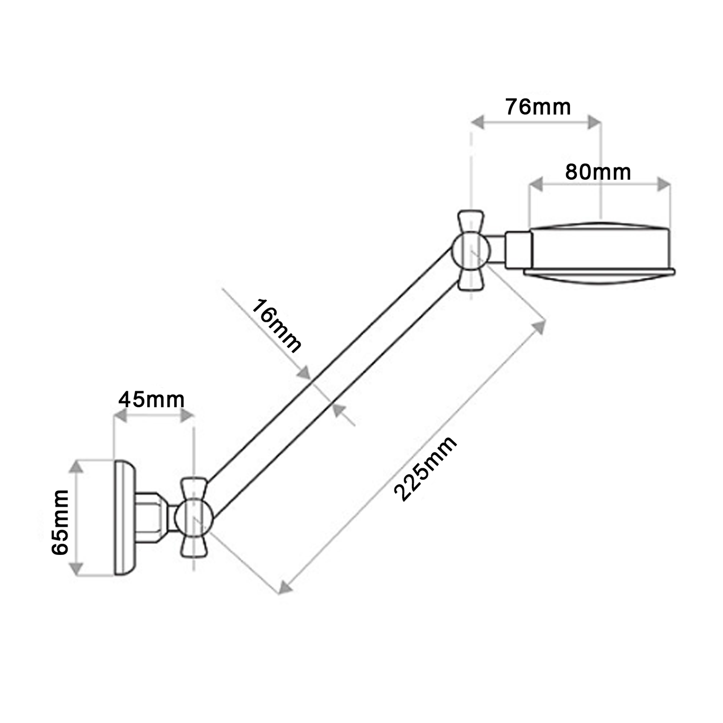 224mm CP All Directional Shower Arm and Rose