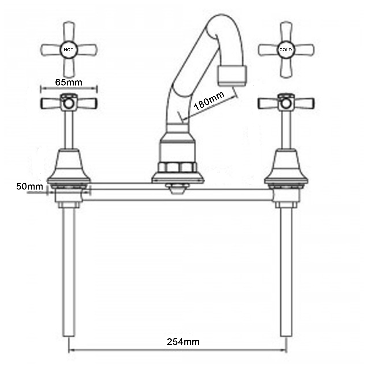 Kitchen Set with 180mm CP Swivel Tube Hob Spout