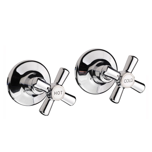 Wall Top Assemblies with Cross Style Handles (Grub Screw) (Pair)
