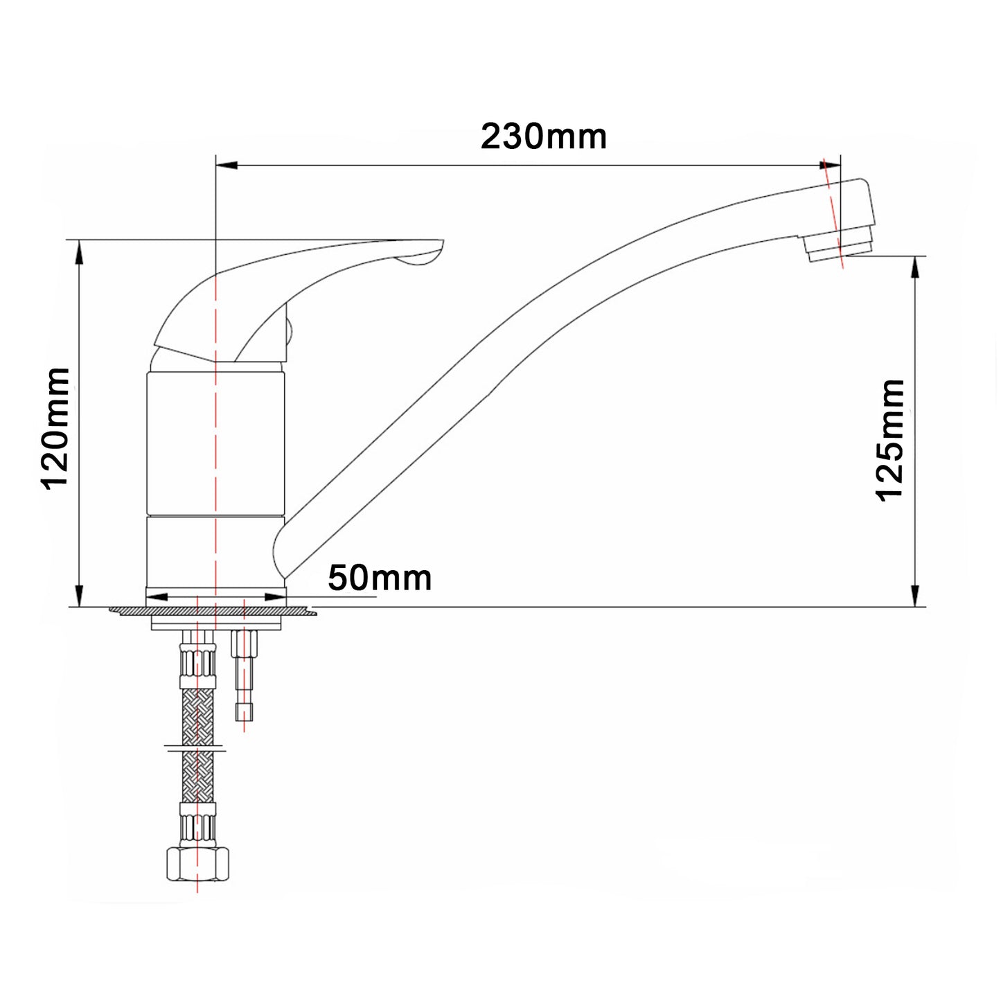 Sink Mixer (40mm) with 230mm Spout