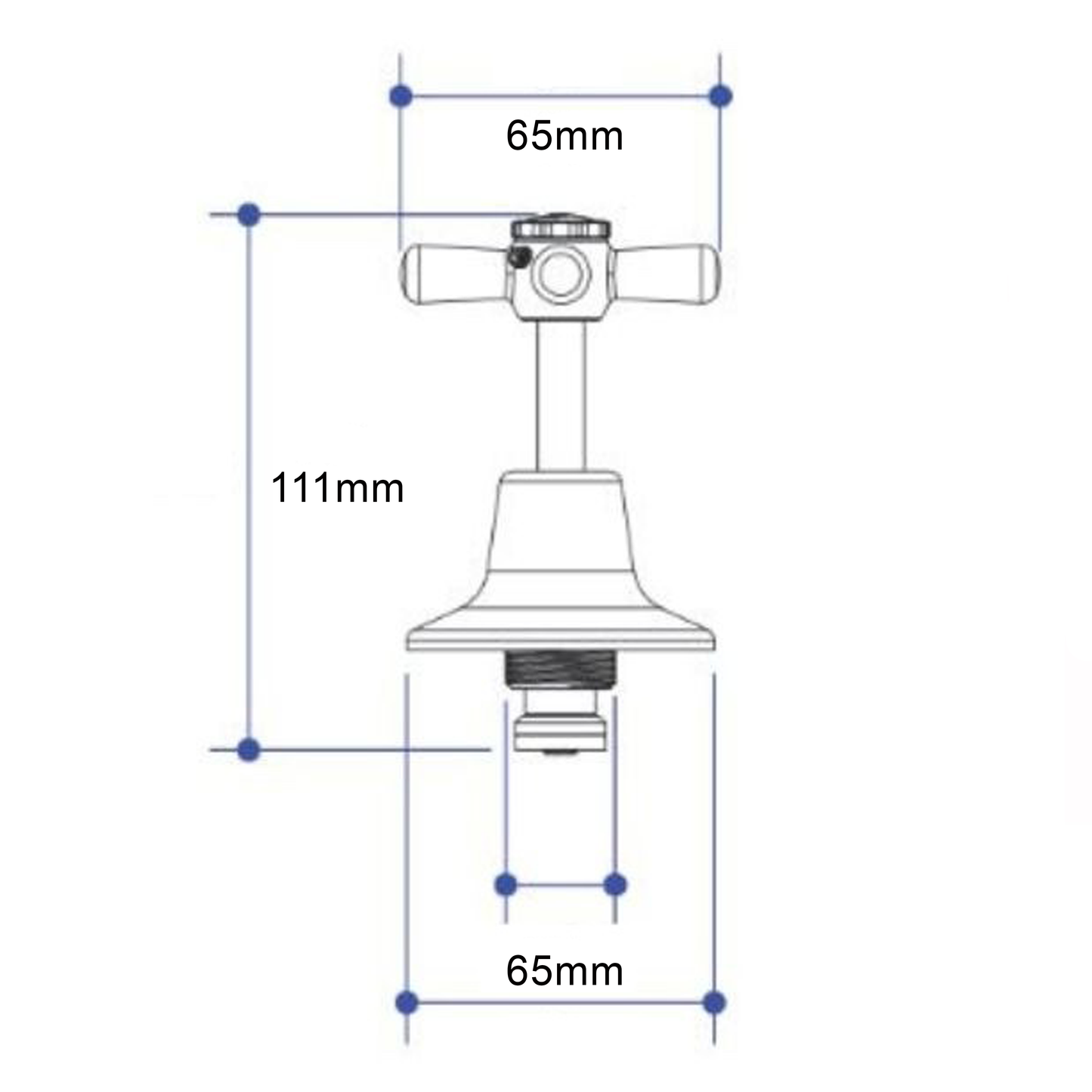 Wall Top Assemblies with Cross Style Handles (Grub Screw) (Pair)